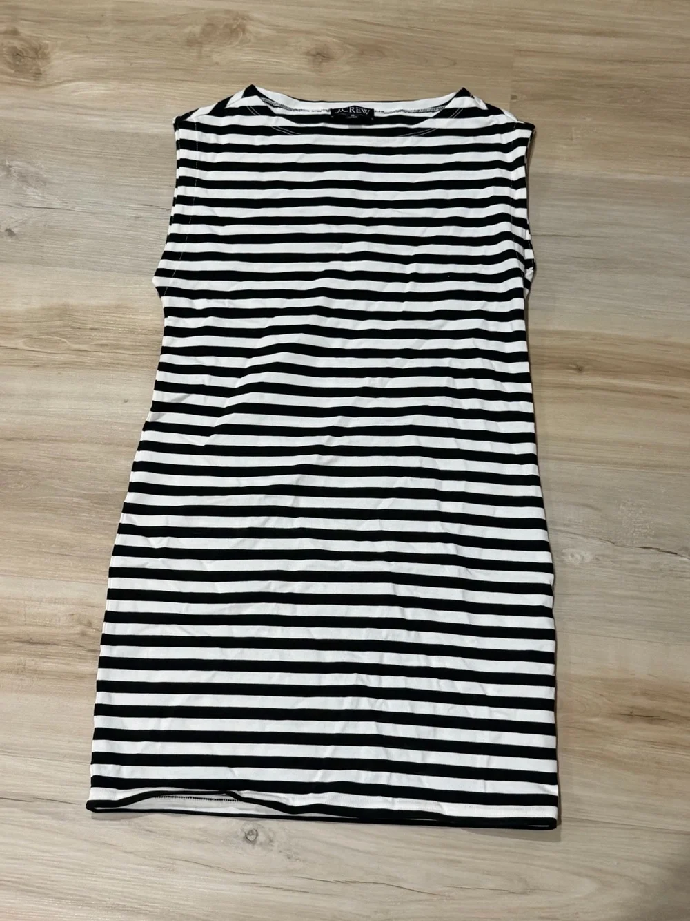 J. Crew Black and White Striped Sleeveless Mini Dress